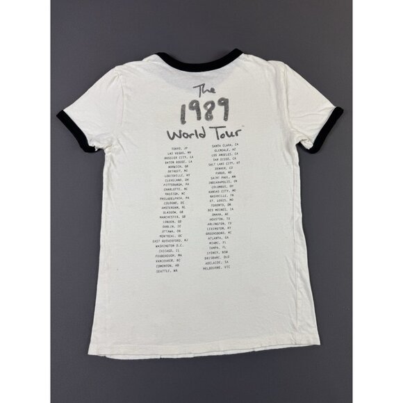 Taylor Swift World Tour 1989 Concert Ringer Shirt Womens Small Polaroid Swiftie - Picture 2 of 8